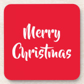 6メリーモダンクリスマスの明るい赤の白のセット コースター (正面)