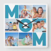 6モダンフォトコラージュfor Mom - カスタム贈り物 スクエア壁時計 (正面)