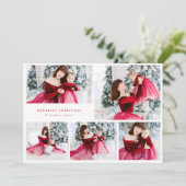 6モダンフォト数々のコラージュREDメリークリスマス シーズンカード (スタンド正面)
