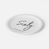 6モダンレタリング60歳の誕生日紙プレート ペーパープレート (アングル)