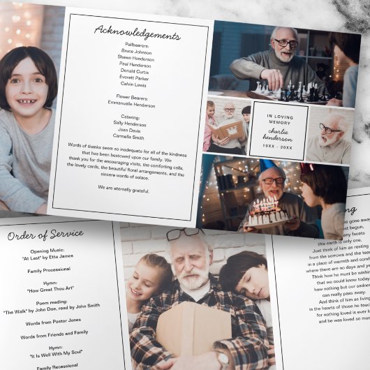 6モダン – 愛する記憶の葬儀/メモリアルの写真 三つ折りプログラム