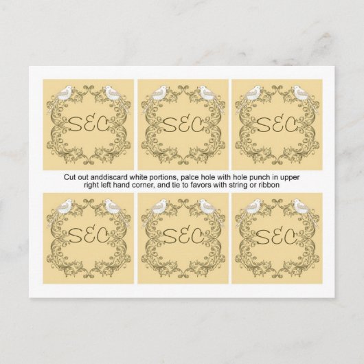 6ラブバードブラウン/タン結婚式の引き出物ラベル ポストカード (正面)