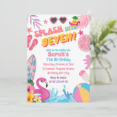 6レトロ7thプール誕生日パーティーにスプラッシュ 招待状 (スタンド正面)