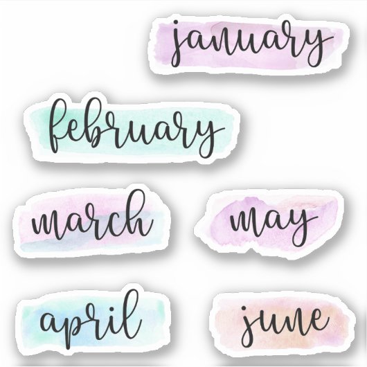 6ヶ月の年–1月から6月 – 水色 シール (正面)