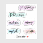 6ヶ月の年–1月から6月 – 水色 シール (シート)