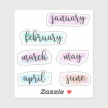 6ヶ月の年–1月から6月 – 水色