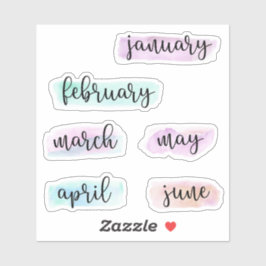 6ヶ月の年–1月から6月 – 水色 シール