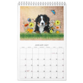 6ヶ月カレンダーの花の中の犬たち カレンダー (1月 2027)
