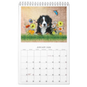 6ヶ月カレンダーの花の中の犬たち カレンダー (1月 2026)