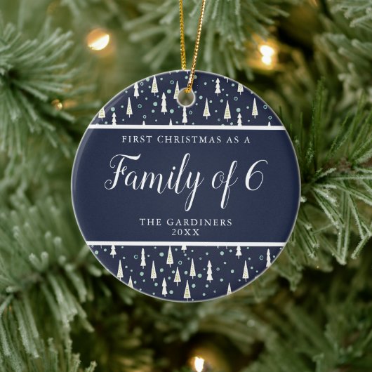 6人の家族パーソナライズされたが4ベビー セラミックオーナメント (ツリー)