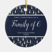 6人の家族パーソナライズされたが4ベビー セラミックオーナメント (正面)