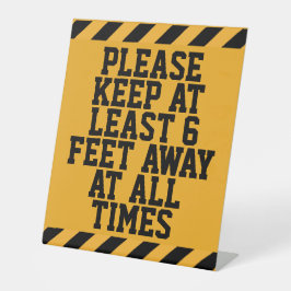 6人の足の社会的距離 台座サイン