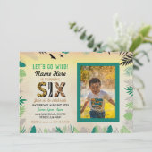 6人目の野生の6歳の誕生パーティー、サファリZOOの写真 招待状 (スタンド正面)