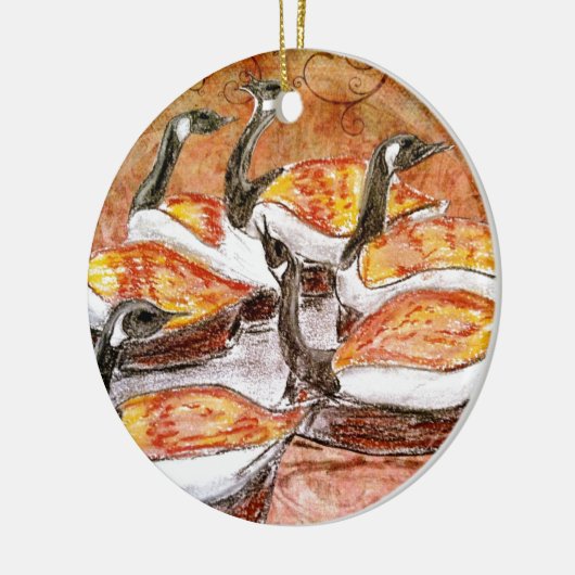 6便のガチョウAの置くこと セラミックオーナメント (左)