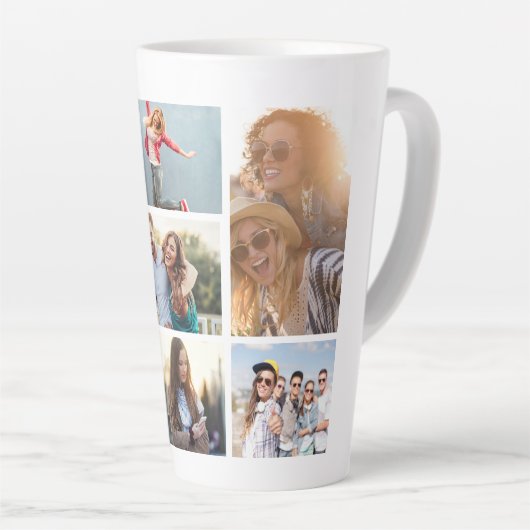 6個のフォトコラージュテンプレートの個人用設定 カフェラテマグ (右アングル)