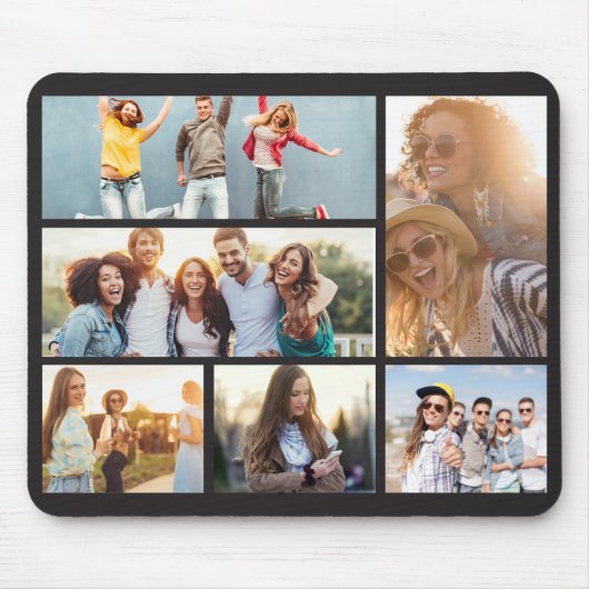 6個のフォトコラージュテンプレートの個人用設定 マウスパッド (正面)