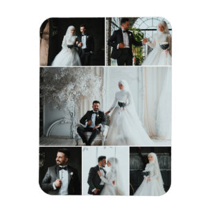 6写真エレガントの結婚コラージュ記念 マグネット