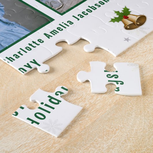 6写真コラージュ感謝の冬の休日ホワイト ジグソーパズル (側面)