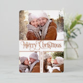 6写真シンプルに輝エレガントくクリスマスバラ金ゴールド 箔シーズンカード (立ち正面)