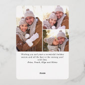 6写真シンプルに輝エレガントくクリスマスバラ金ゴールド 箔シーズンカード (裏面)