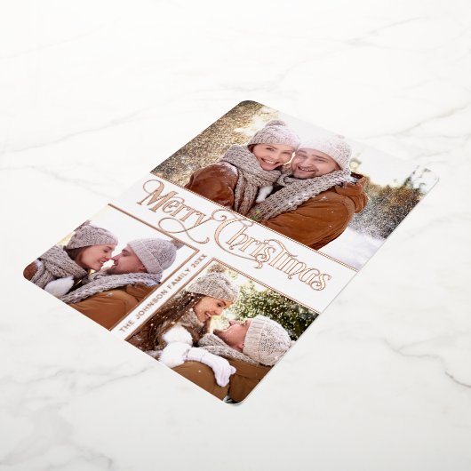 6写真シンプルに輝エレガントくクリスマスバラ金ゴールド 箔シーズンカード (回転した状態)