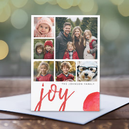 6写真ジョイMerry Christmasミニマル Water color red シーズンカード