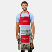 6写真パーソナライズされた家族コラージクリスマス エプロン (着用した状態)