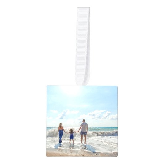 6写真パーソナライズされた家族コラージクリスマス キューブオーナメント (正面)