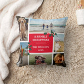 6写真パーソナライズされた家族コラージクリスマス クッション (ブランケット)