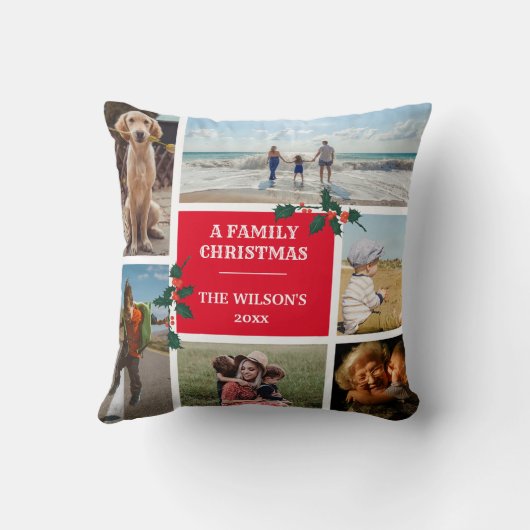 6写真パーソナライズされた家族コラージクリスマス クッション (裏面)