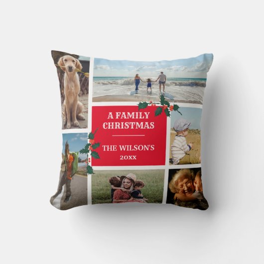 6写真パーソナライズされた家族コラージクリスマス クッション (正面)