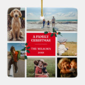 6写真パーソナライズされた家族コラージクリスマス セラミックオーナメント (裏面)