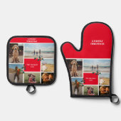 6写真パーソナライズされた家族コラージクリスマス 鍋つかみ&鍋敷きセット (正面)