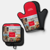 6写真パーソナライズされた家族コラージクリスマス 鍋つかみ&鍋敷きセット (正面/裏面)