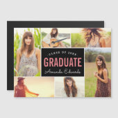 6写真モダンコラージュの卒業発表 マグネット招待状 (正面/裏面)