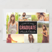 6写真モダンコラージュの卒業発表 マグネット招待状 (正面)