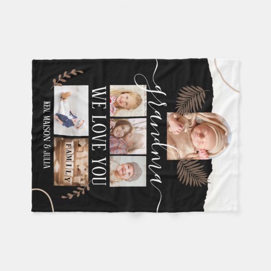 6写真モダンコラージュカスタムギフトパーソナライズされた フリースブランケット (正面(横))
