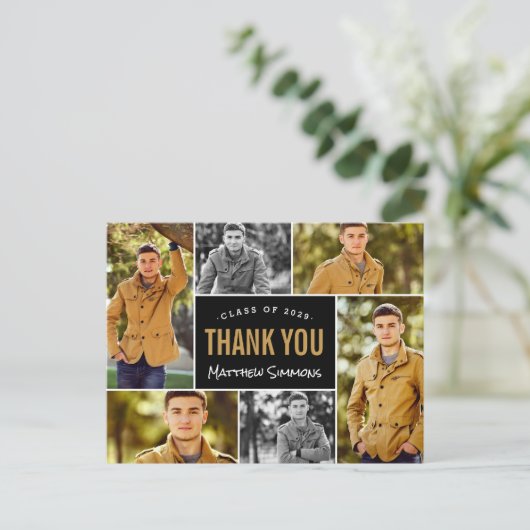 6写真モダンコラージュ卒業ありがとう ポストカード (スタンド正面)