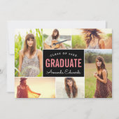 6写真モダンコラージュ卒業パーティー 招待状 (正面)