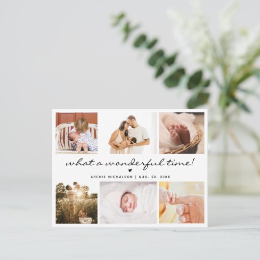 6写真モダンコラージュ新生児ありがとう シーズンポストカード (スタンド正面)