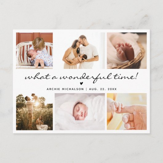 6写真モダンコラージュ新生児ありがとう シーズンポストカード (正面)