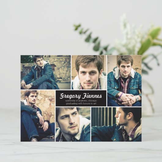 6写真モダン卒業発表 招待状 (スタンド正面)