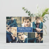 6写真モダン卒業発表(青) 招待状 (スタンド正面)