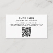 6写真ロゴQRコード生まれたばかりのベビー写真家 名刺 (裏面)