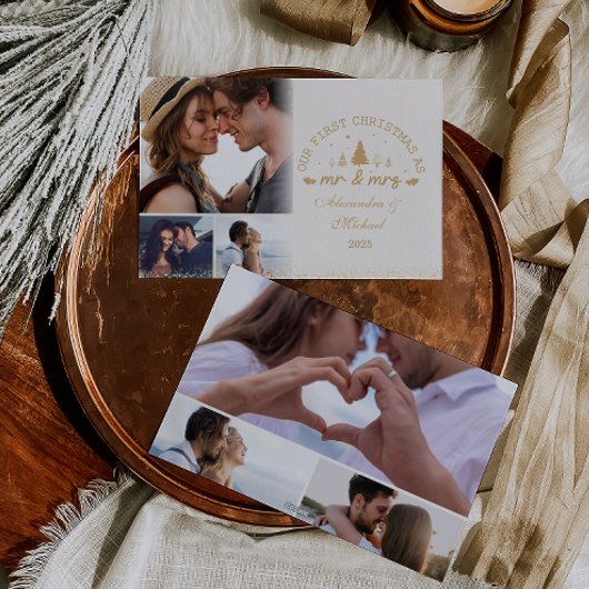 6写真初めてのクリスマスMr.And Mrs.金ゴールド シーズンカード