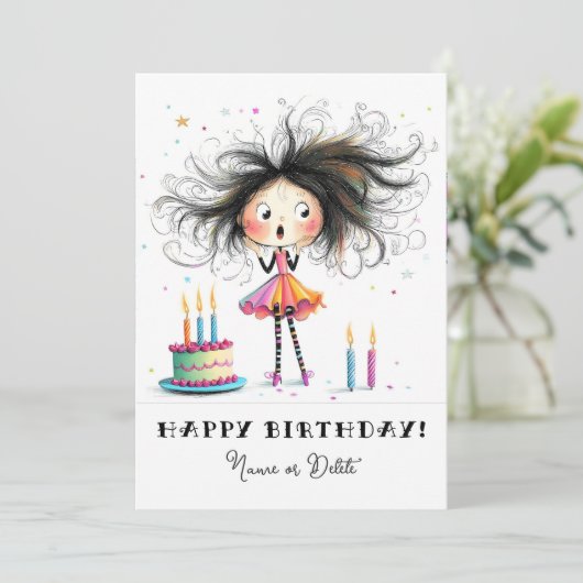 * 6写真名誕生日カードの個人用お洒落設定 招待状 (スタンド正面)