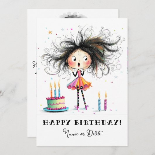 * 6写真名誕生日カードの個人用お洒落設定 招待状 (正面/裏面)