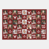 6写真孫レッドバッファロープレイドクリスマス ラッピングペーパーシート (正面)