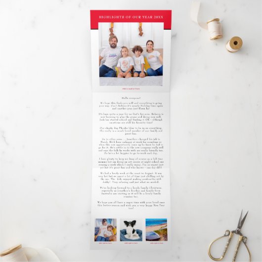 6写真年ビューフェスティバルニュースレターSquare Red 三つ折りクリスマスカード (内部)