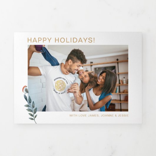 6写真年レビューのクリスマスニュースレターTri-Fo 三つ折りクリスマスカード (カバー)